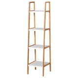 easycomfort easycomfort scaffale per il bagno a scala con 4 ripiani in legno di pino e bambu 35x36x138 5 cm bianco e legno