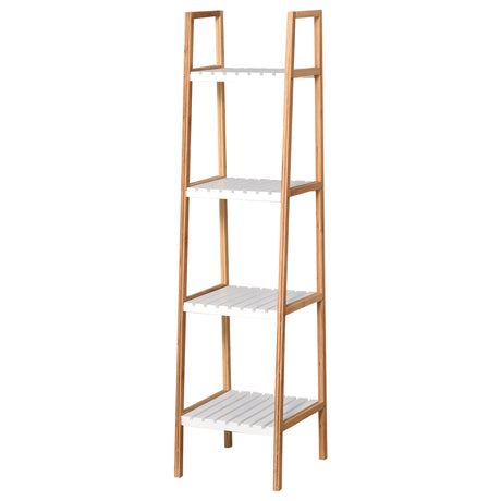 easycomfort easycomfort scaffale per il bagno a scala con 4 ripiani in legno di pino e bambu 35x36x138 5 cm bianco e legno