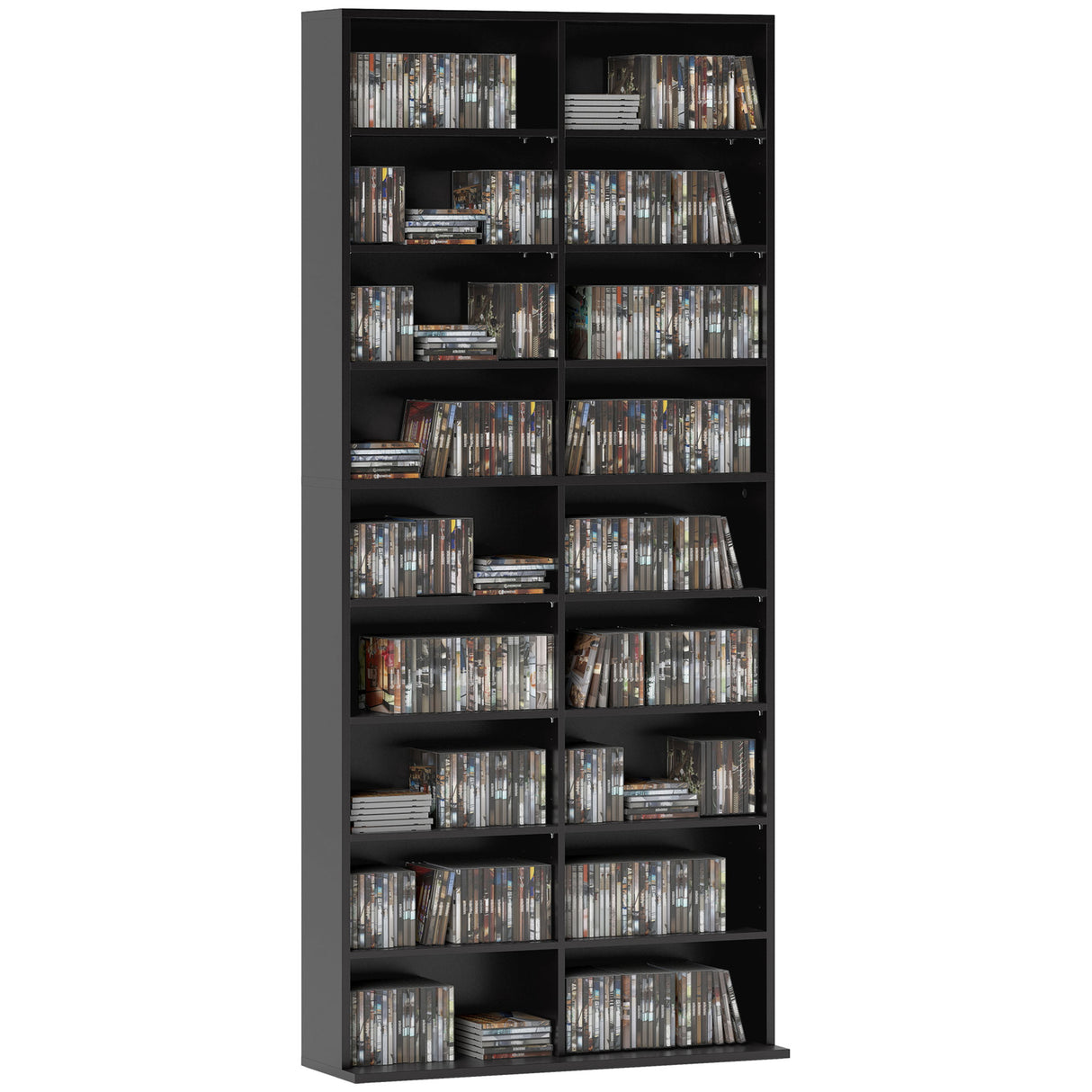 easycomfort easycomfort scaffale porta cd con 14 ripiani regolabili capacita di 640 cd360 dvd 78 5x24x175 cm nero