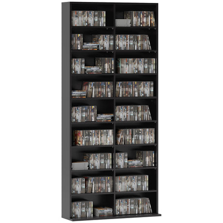 easycomfort easycomfort scaffale porta cd con 14 ripiani regolabili capacita di 640 cd360 dvd 78 5x24x175 cm nero