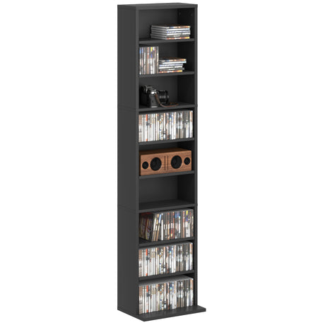 easycomfort easycomfort scaffale porta cd con 6 ripiani regolabili capacita di 260 cd120 dvd 33x24x140 cm nero