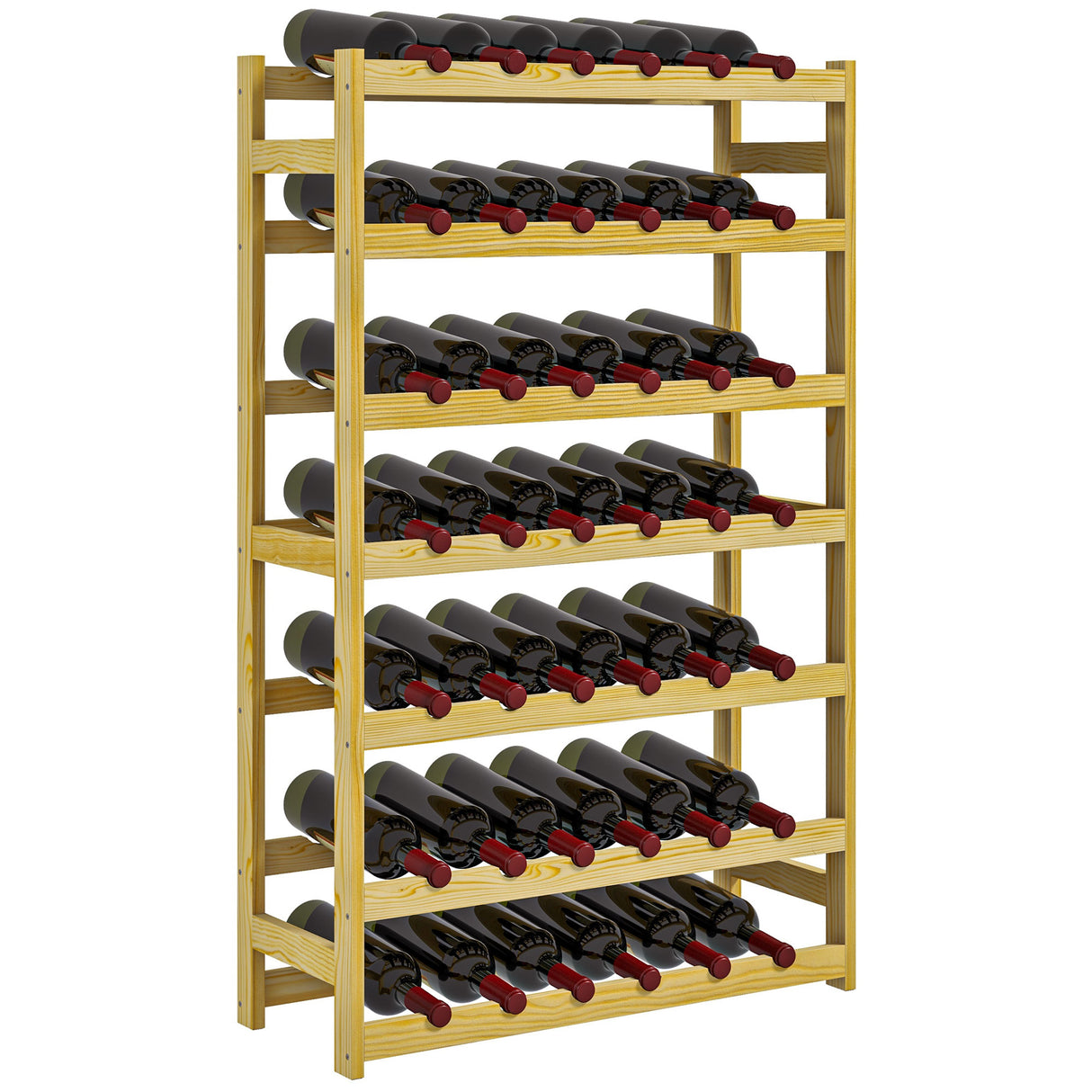 easycomfort easycomfort scaffale portabottiglie a 7 livelli per 42 bottiglie di vino legno di pino naturale 63x25x102cm