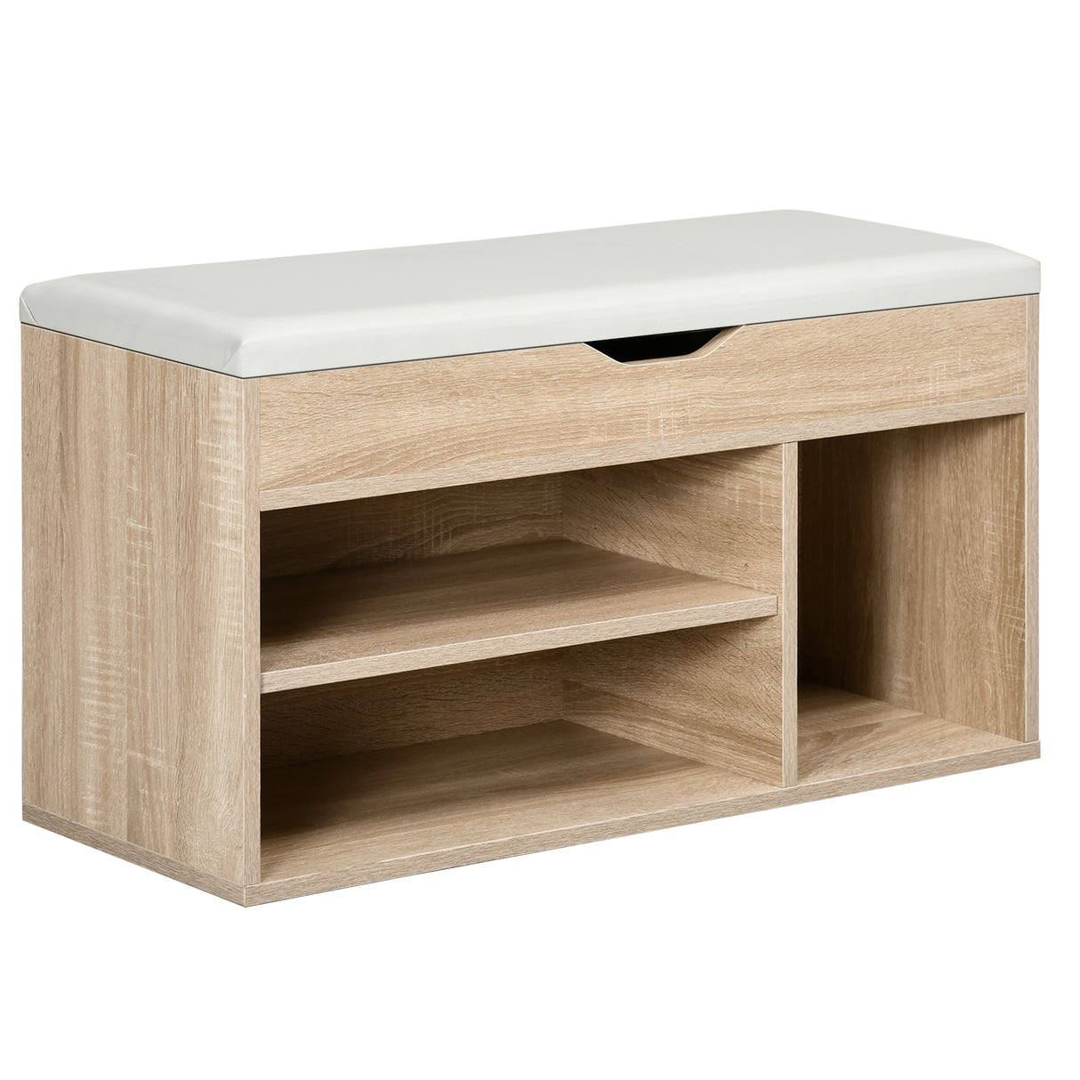 easycomfort easycomfort scarpiera salvaspazio imbottita con 2 ripiani aperti e spazio a scomparsa in legno e pelle pu 80x30x45 cm