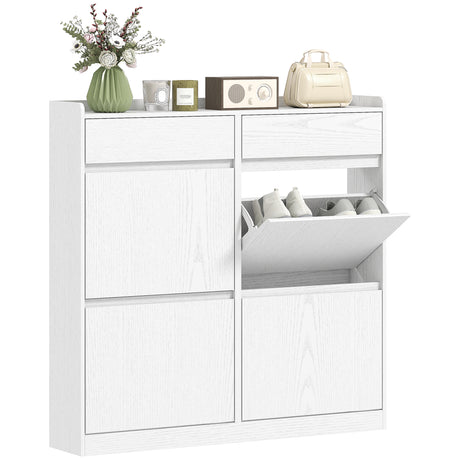 easycomfort easycomfort scarpiera slim in legno con 4 cassetti a ribalta e 2 cassetti scorrevoli 98x19 2x95 3 cm bianco