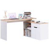easycomfort easycomfort scrivania angolare con libreria a 2 ripiani armadietto e cassetto 140x117x76 cm color legno e bianco