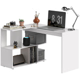 easycomfort easycomfort scrivania angolare moderna per ufficio con 4 ripiani in legno bianco 120x100x77 cm