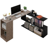 easycomfort easycomfort scrivania angolare salvaspazio con ripiano a s in legno 140x120x78 cm grigio effetto legno