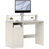 easycomfort easycomfort scrivania moderna con supporto per monitor armadietto e ripiani 108x50x94 cm crema