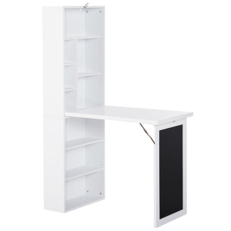 easycomfort easycomfort scrivania pc pieghevole con libreria a 9 ripiani in legno e metallo 98x51x153 cm bianco ean 8054111849425