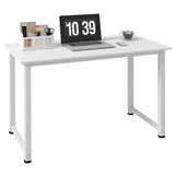 easycomfort easycomfort scrivania per computer con piedini regolabili in truciolato e acciaio 120x60x76 cm bianco