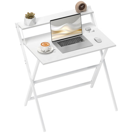 easycomfort easycomfort scrivania pieghevole con ripiano per monitor 81 5x62x86 5 cm bianco
