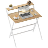 easycomfort easycomfort scrivania pieghevole con ripiano per monitor 81 5x62x86 5 cm legno e bianco