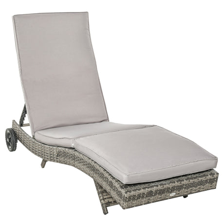 easycomfort easycomfort sdraio da giardino in rattan pe con schienale regolabile e cuscino 207x70x70cm grigio
