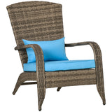 easycomfort easycomfort sedia da giardino adironrack con braccioli in rattan e acciaio 64x80x90 cm marrone e blu