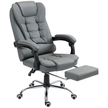 easycomfort easycomfort sedia da ufficio ergonomica reclinabile a 145 con poggiapiedi estraibile in finta pelle grigio