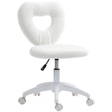 easycomfort easycomfort sedia da ufficio imbottita con schienale a cuore e rotelle in velluto teddy e plastica 45x56x78 88 cm bianco