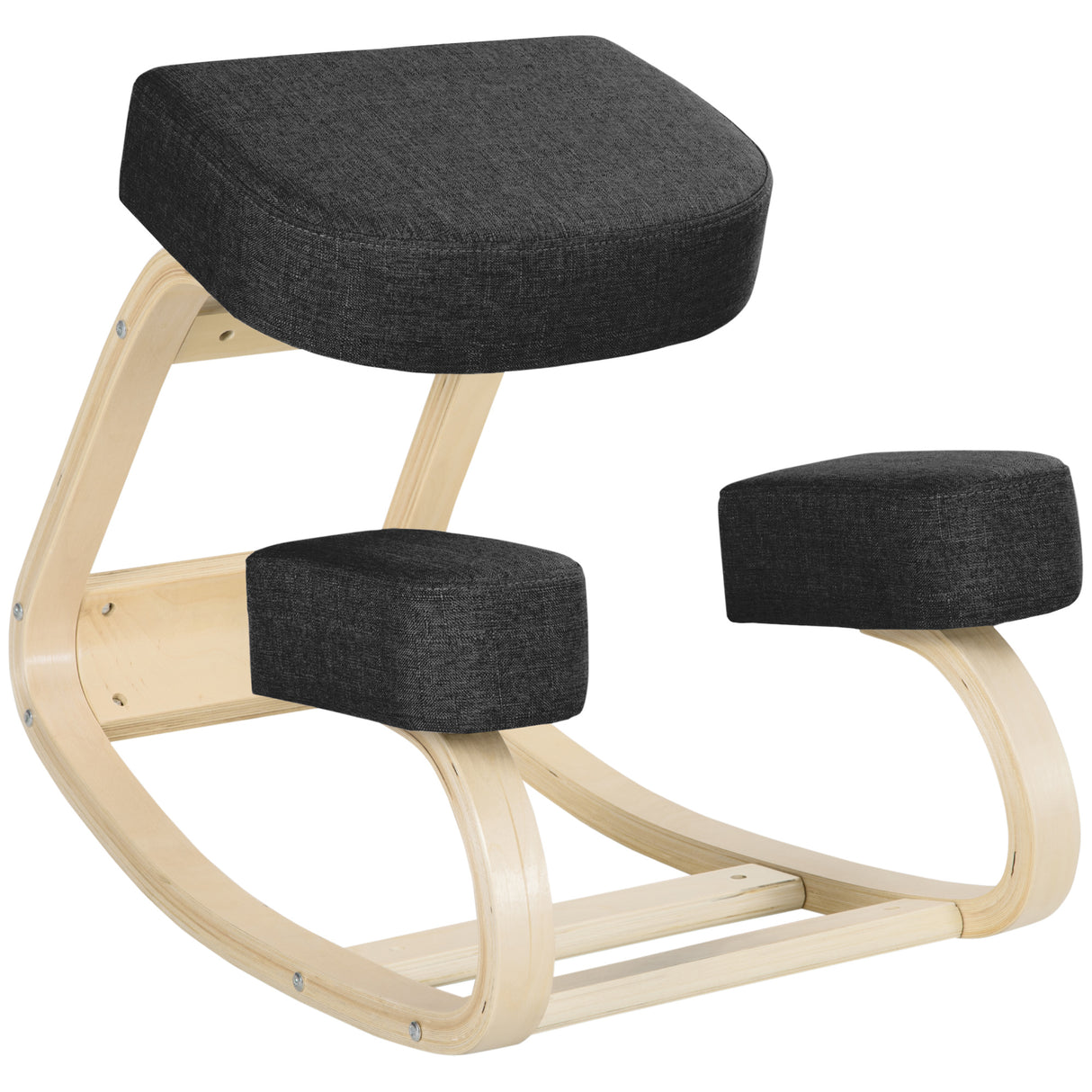 easycomfort easycomfort sedia ergonomica con inginocchiatoio in legno di betulla e cuscino 51x69x58cm nero