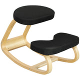 easycomfort easycomfort sedia inginocchiatoio con movimento a dondolo in tessuto effetto lino e legno di betulla 50x73x55 cm nero