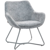 easycomfort easycomfort sedia moderna con braccioli e schienale imbottiti in tessuto effetto lino e acciaio 63x69x75 cm grigio