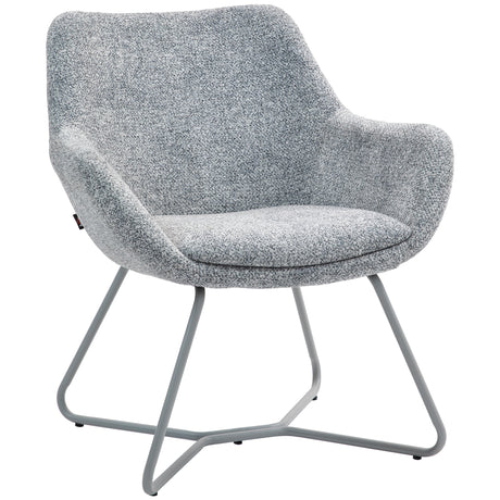 easycomfort easycomfort sedia moderna con braccioli e schienale imbottiti in tessuto effetto lino e acciaio 63x69x75 cm grigio