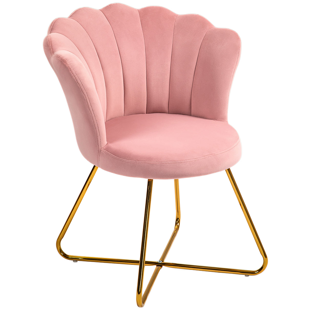 easycomfort easycomfort sedia moderna ergonomica con schienale a petalo vellutato rosa e gambe incrociate oro 69x64x80 cm