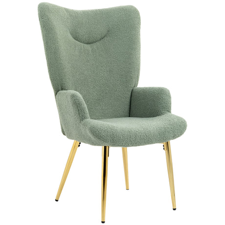 easycomfort easycomfort sedia per soggiorno con schienale alto in acciaio e tessuto effetto sherpa 73x68x111 cm verde e oro