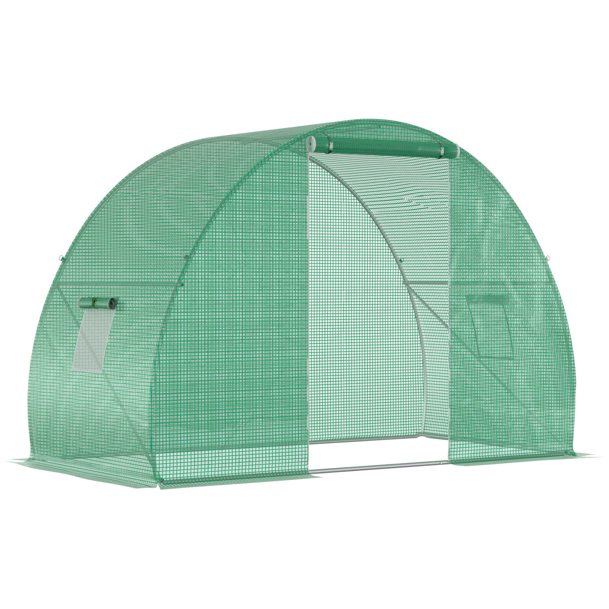 easycomfort easycomfort serra a tunnel con porta avvolgibile e finestre copertura pe e struttura in acciaio 1 5x3x2m verde