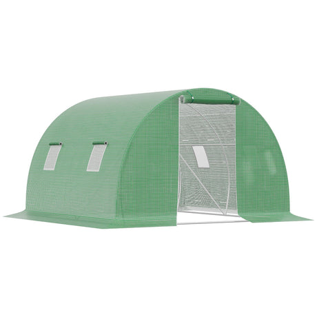 easycomfort easycomfort serra a tunnel da esterno 3x3x2m con copertura in pe porta con cerniera e 4 finestre verde