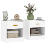 easycomfort easycomfort set 2 comodini moderni in legno con cassetto e ripiano aperto 39x28x41 cm bianco