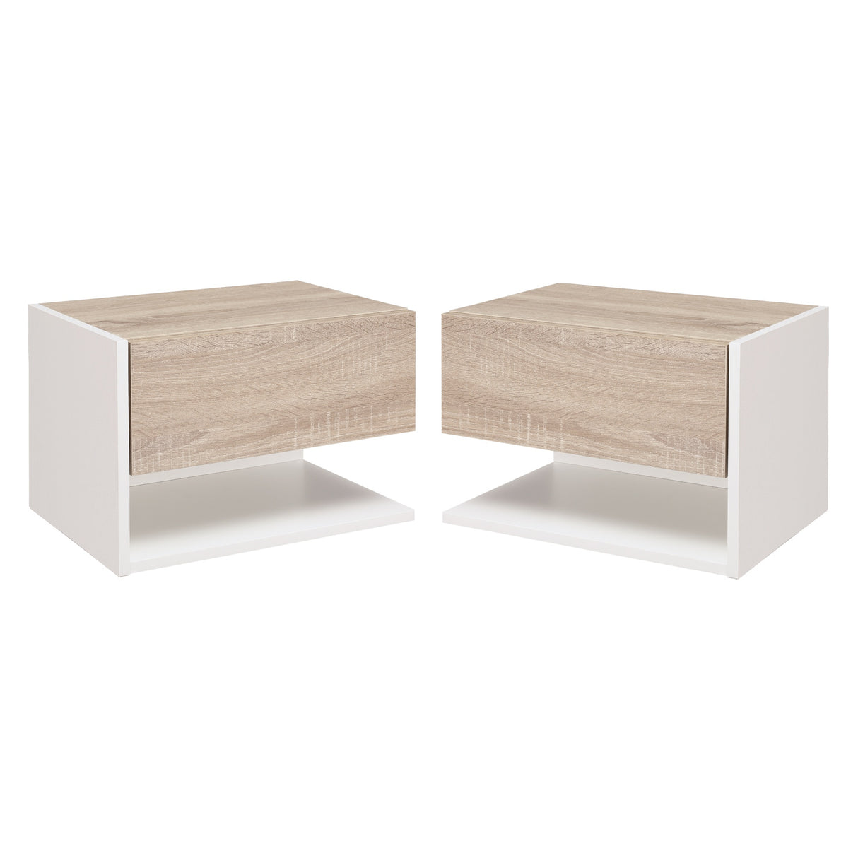 immagine-1-easycomfort-easycomfort-set-2-comodini-sospesi-a-parete-con-cassetto-e-mensola-bianco-e-rovere-ean-8054111845663