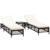 easycomfort easycomfort set 2 lettini prendisole con cuscini imbottiti e tavolino in rattan pe marrone e beige