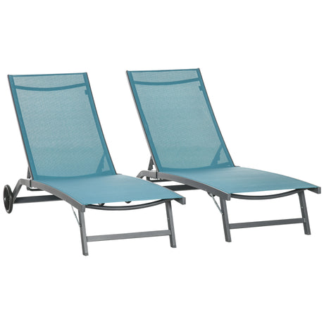 easycomfort easycomfort set 2 lettini sdraio reclinabili in alluminio e tessuto traspirante 66x165x102 cm blu e nero