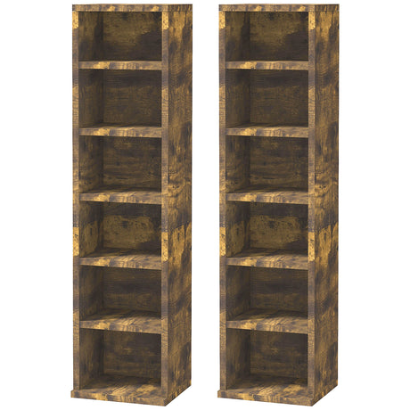 easycomfort easycomfort set 2 librerie scaffale porta cd a 6 ripiani ad altezza regolabile in legno 21x19 2x88 3 cm marrone
