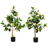easycomfort easycomfort set 2 piante artificiali di limone e arancia alte 120cm per interno con vaso