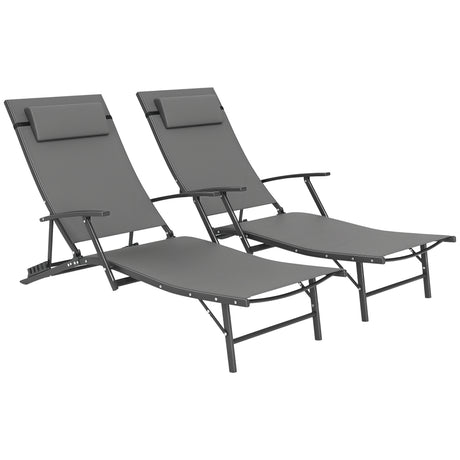easycomfort easycomfort set 2 sdraio da giardino pieghevoli con schienale regolabile su 4 livelli e cuscino grigio