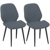 easycomfort easycomfort set 2 sedie da pranzo con schienale ricurvo in tessuto effetto lino schiuma e acciaio 46x56x86 cm grigio e nero