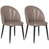 easycomfort easycomfort set 2 sedie da pranzo in pelle pu con gambe in metallo e schienale a conchiglia marrone