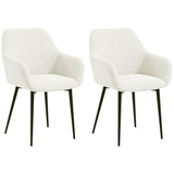 easycomfort easycomfort set 2 sedie da pranzo nordiche imbottite con braccioli ricurvi in tessuto effetto velluto 54x57x80 cm crema