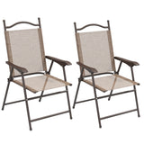 easycomfort easycomfort set 2 sedie pieghevoli da giardino con braccioli e seduta in tessuto traspirante marrone