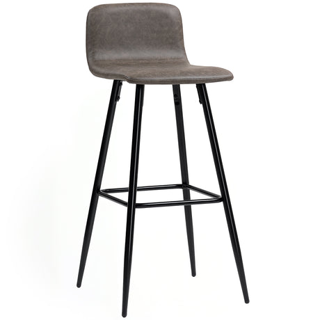 easycomfort easycomfort set 2 sgabelli bar con schienale basso e poggiapiedi rivestimento in pu e gambe in acciaio marrone scuro