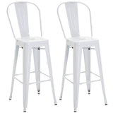 easycomfort easycomfort set 2 sgabelli da bar impilabili in metallo con schienale rimovibile e poggiapiedi bianco