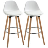 easycomfort easycomfort set 2 sgabelli da bar stile nordico con schienale cuscino e poggiapiedi legno e plastica bianco