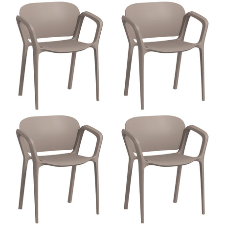 easycomfort easycomfort set 4 sedie da giardino impilabili in plastica moderne con braccioli 60x56x75 cm grigio