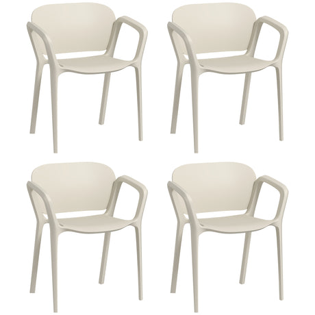 easycomfort easycomfort set 4 sedie da giardino impilabili in pp dal design moderno con braccioli 60x56x75 cm bianco