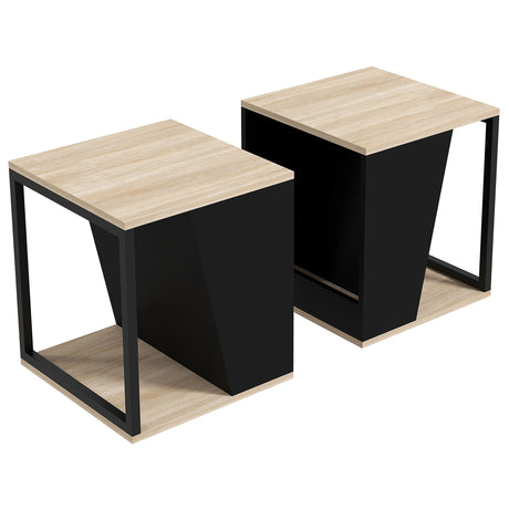 immagine-1-easycomfort-easycomfort-set-da-2-tavolini-da-caffe-con-vano-porta-oggetti-in-truciolato-e-acciaio-40x40x45cm-nero-e-quercia