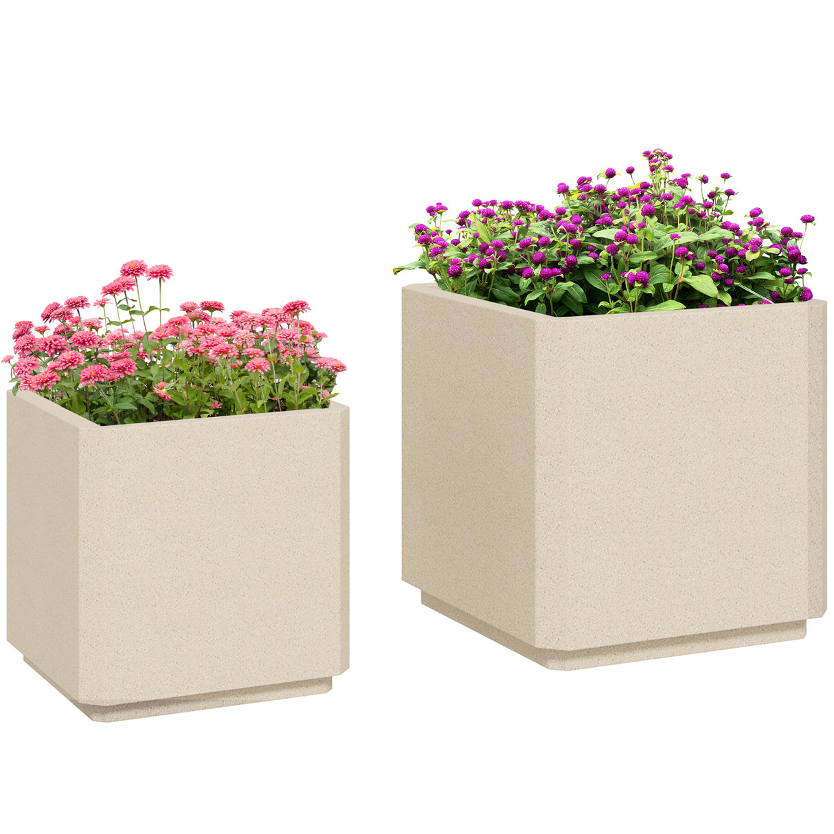 easycomfort easycomfort set da 2 vasi da giardino quadrati impilabili per esterno e interno beige