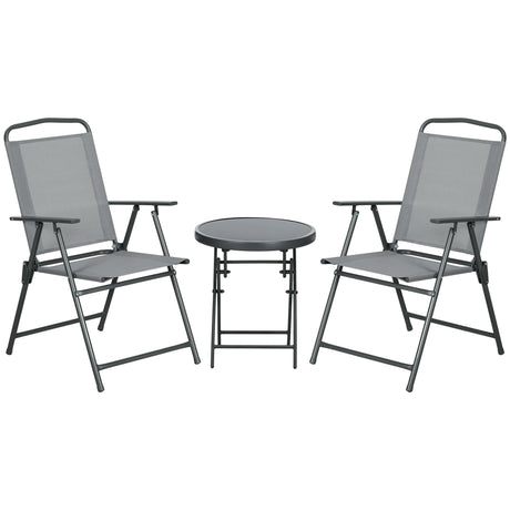 easycomfort easycomfort set da giardino 3 pezzi con 2 sedie 53 5x64x93 cm e tavolino da caffe 45x50 cm in metallo grigio chiaro