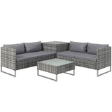 easycomfort easycomfort set da giardino 4 pezzi con 2 divani 2 posti tavolino da caffe e tavolino alto in acciaio e rattan