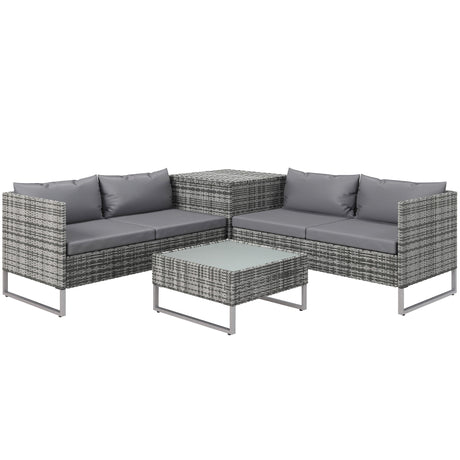 easycomfort easycomfort set da giardino 4 pezzi con 2 divani 2 posti tavolino da caffe e tavolino alto in acciaio e rattan