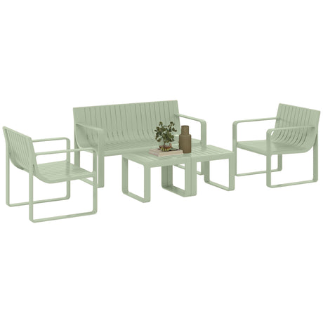 easycomfort easycomfort set da giardino 5 pezzi a doghe con divanetto 2 poltroncine e 2 tavolini in polipropilene verde